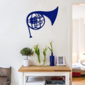 Blue French Horn  - Metal Wall Art