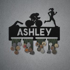 Personalized Triatlon Triatlet Woman Medal Holder