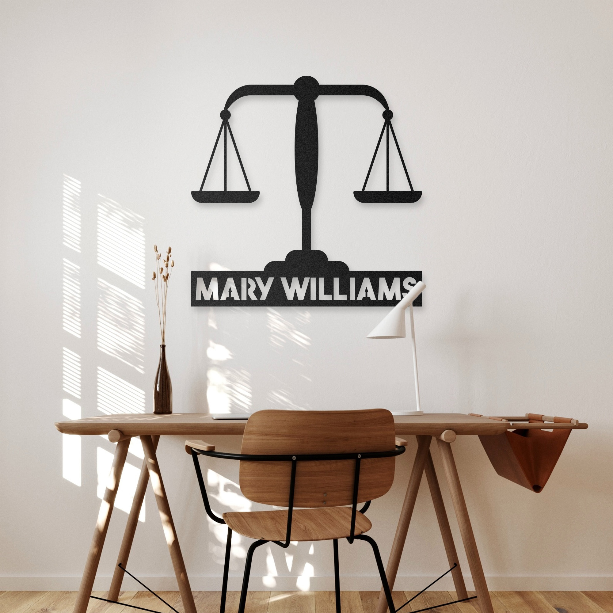 Personalized Scales of Law Metal Wall Art